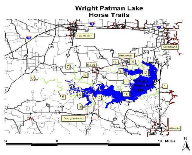 Wright Patman Lake  Horse Trails Map