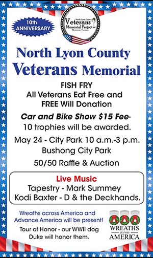 North Lyon County Veterans Memorial Fish Fry Car and Bike Show