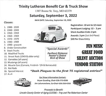Trinity Lutheran Church Benefit  Car & Truck Show
